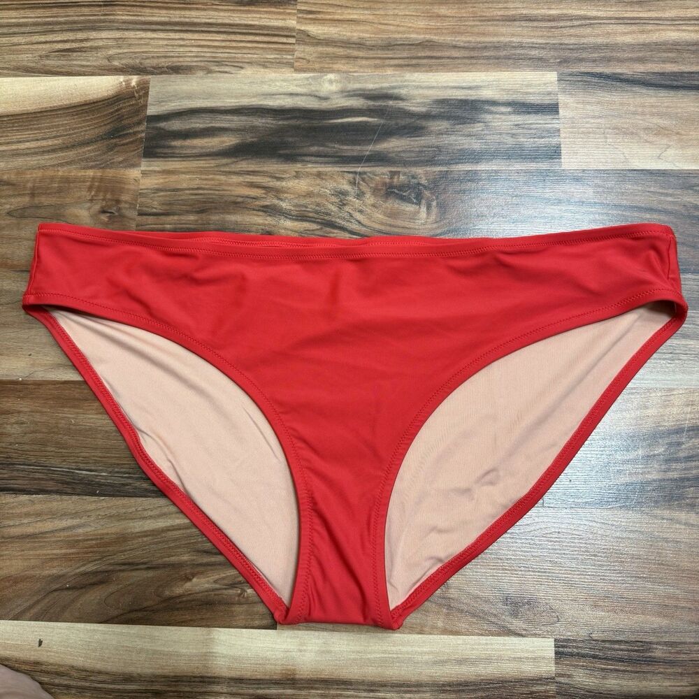 J. Crew Curved Waist Cheeky Bikini Bottom Red Size 2X Cruisewear Vacation NWOT